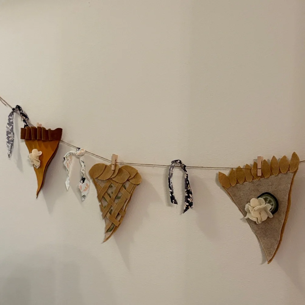Handmade Thanksgiving Fall Rustic Pie Slice Garland